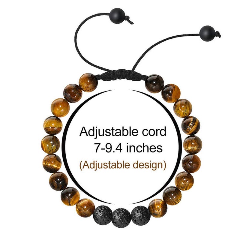M MOOHAM Gifts for Men Bracelets - Beaded Tiger Eye Lava Rock Bracelets for Men Unique Personalized Birthday Gifts - Image 2